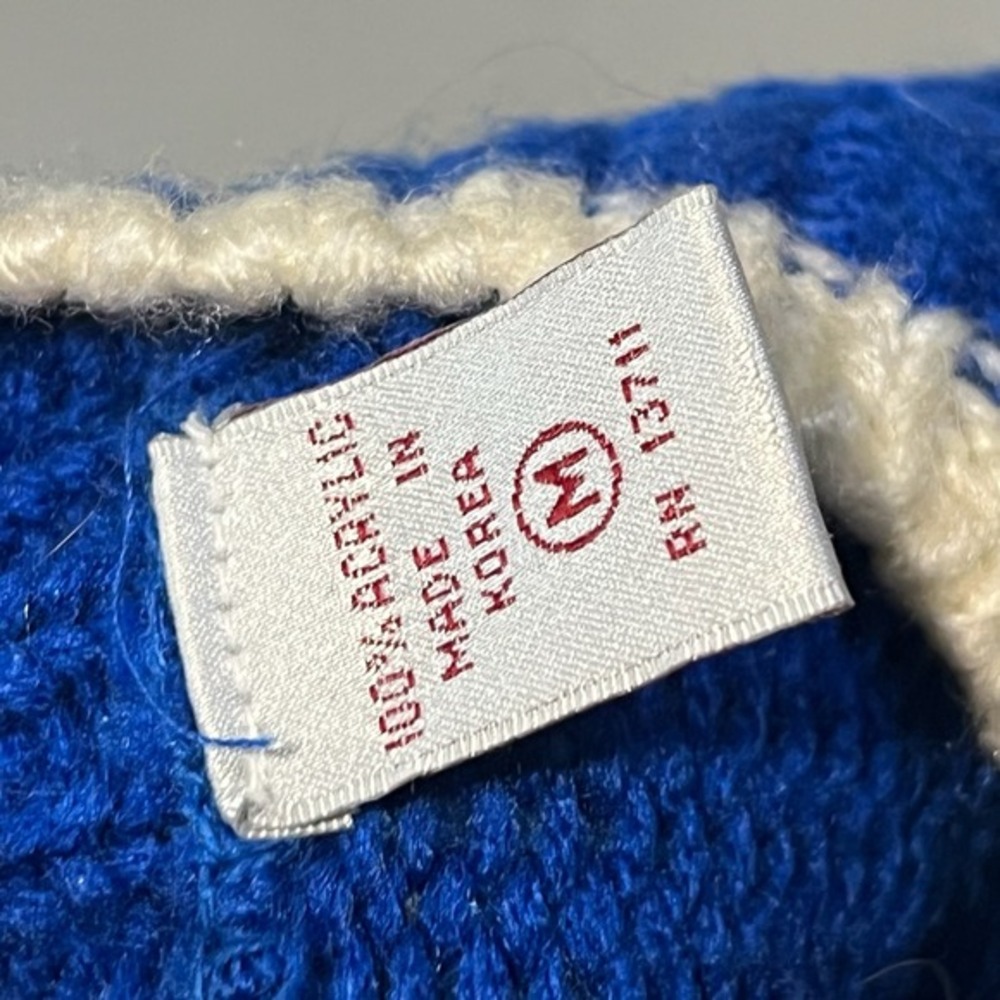 VTG 90s Y2K Women Blue Ugly Xmas Christmas Knit Sweater M Office party Snow-4348 - Picture 10 of 11